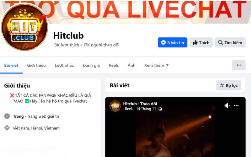 Phương thức liên lạc qua kênh Fanpage