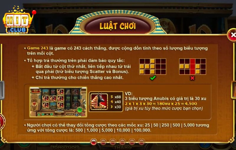 Cầm nắm rõ luật lệ khi chơi game Bí mật Cleopatra